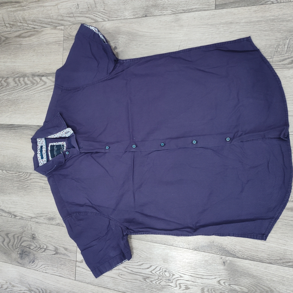 Denim & Flower Short Sleeve Button-Down Shirt in Deep Purple